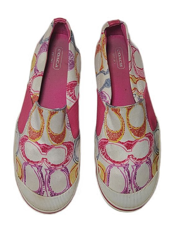 Vintage Coach Kaycee Slip On Sneakers 8.5 Poppy Dream Colorful Signature C - Picture 5 of 9